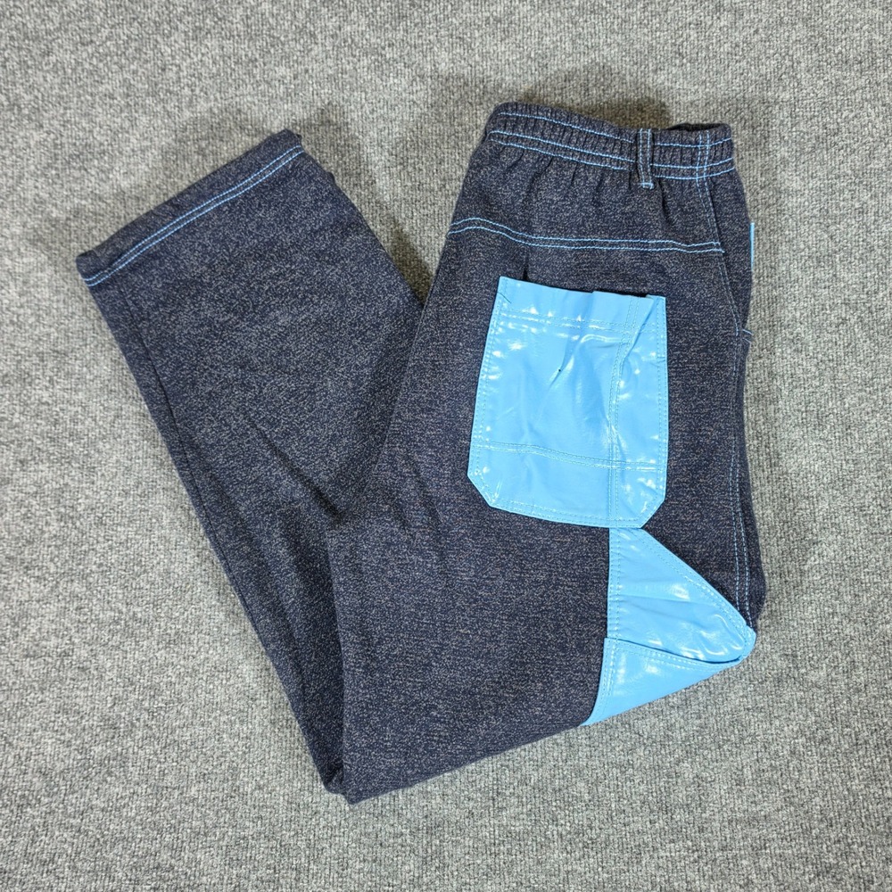 Zen Mens XL Fleece Carpenter Pants Navy Blue Contrast Vinyl Pockets Y2K Cyber